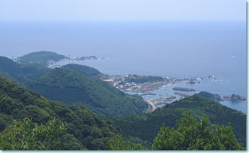 長井坂から見老津の集落と江須崎を眺望